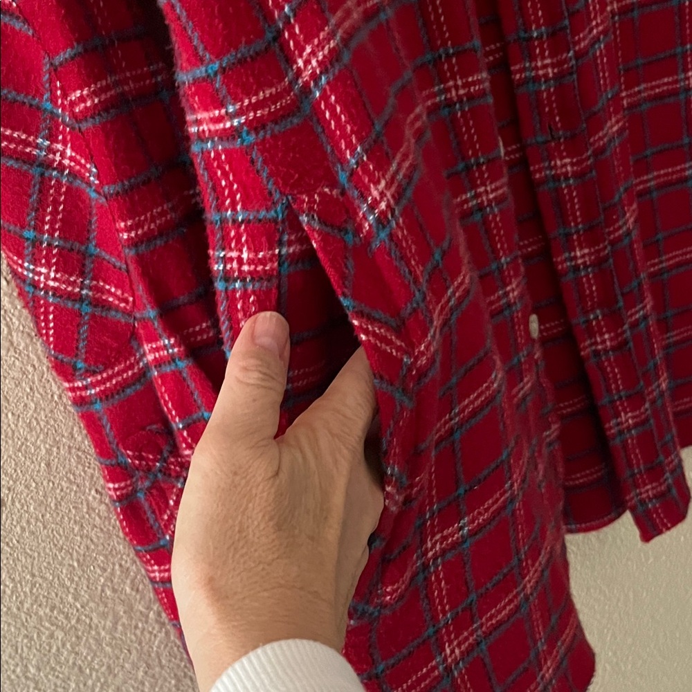 Ovadia & Sons, Red Plaid Men's Flannel Shirt Jacket, Small, R19502, Retail $260 - Picture 4 of 9